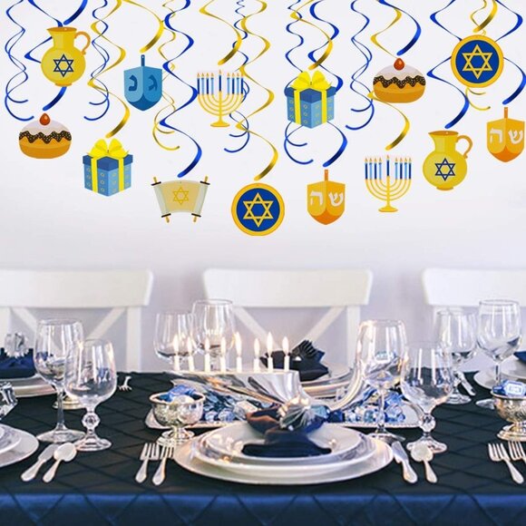 Hanukkah Decorations Swirls 30PCS Jewish Festival Party Hanging Decor Set With M - Picture 4 of 4